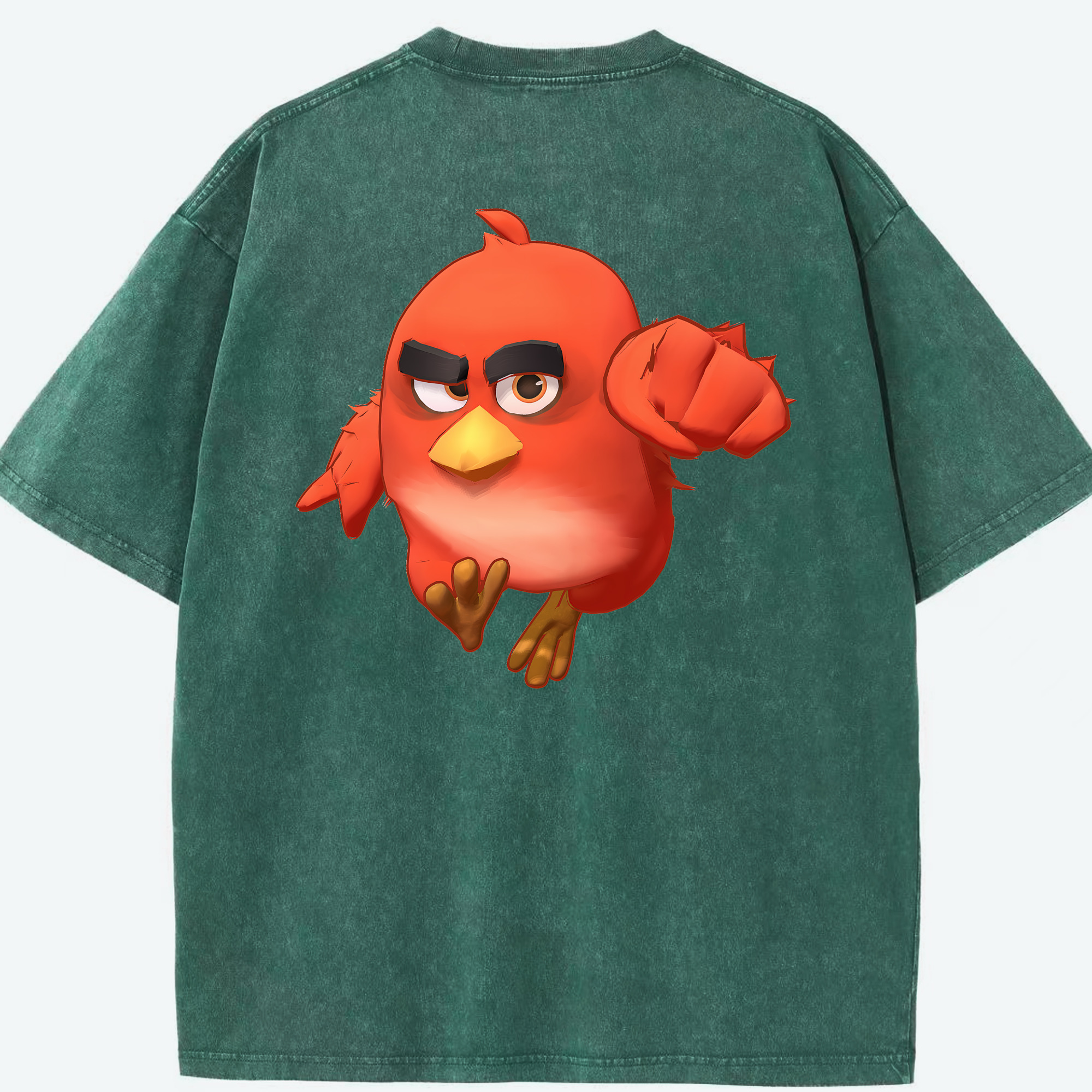 （画像用） Angry Birds アングリーバード 綿100% ヴィンテージ風 半袖Tシャツ（背面プリント）